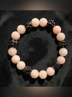 Handmade Black and Pink Stone Beaded Bracelet